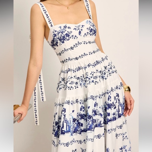 Commense Floral Print Tie-Strap Tiered Dress - Picture 2 of 4